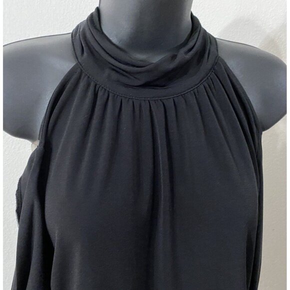 Inc International Concepts Womens PL Blouse Black Stretch Cold Shoulder Collar - Picture 3 of 10